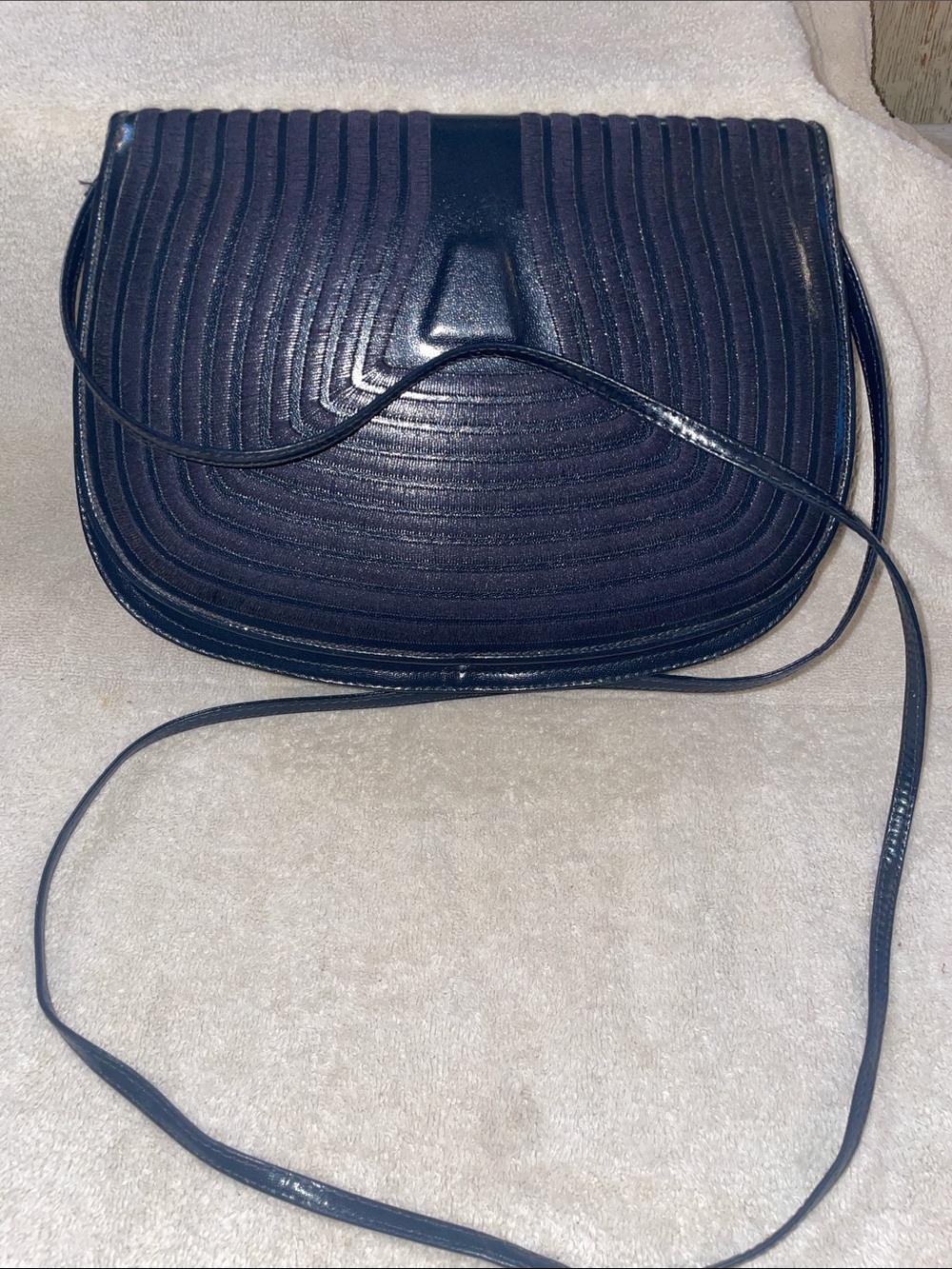 Quilted Navy Crossbody Bag with Slim Strap